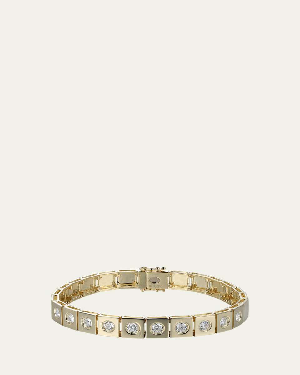 14K Yellow Gold LEGGO XL Diamond Tennis Bracelet, 6.5"L